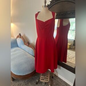 VTG Julian Taylor Red Dress Tie Back Out Fully Lined Size 10